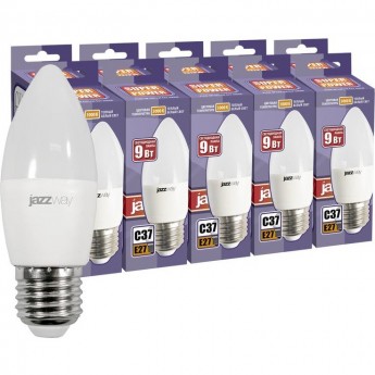 Лампа светодиодная JAZZWAY PLED-SP 9Вт C37 3000К E27 230В 50Гц 10шт. Лампа светодиодная JAZZWAY PLED-SP 9Вт C37 3000К E27 230В 50Гц 10шт.